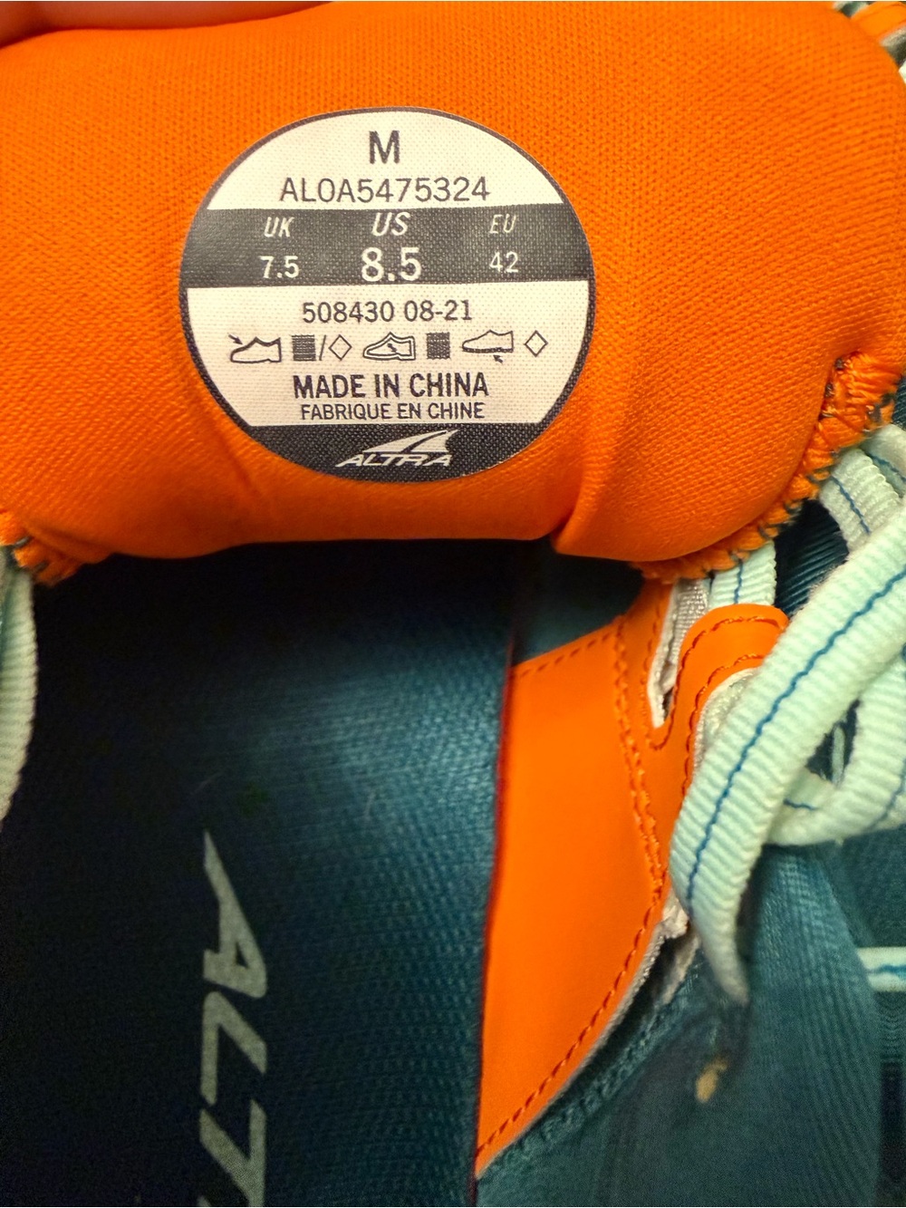 Altra Teal and Orange Mesh Stability Running Shoes - Picture 7 of 7